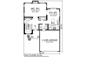 Floor Plan - Main Floor for Craftsman House Plan #70-1211 - 3 bed, 3 bath
