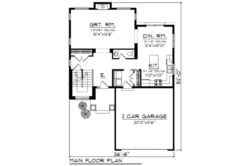Home Plan - Floor Plan - Main Floor for Craftsman House Plan #70-1211 - 3 bed, 3 bath