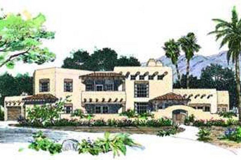 Architectural House Design - Adobe / Southwestern Exterior - Front Elevation Plan #72-181