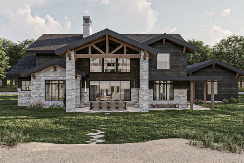 Architectural House Design - Exterior - Rear Elevation for Craftsman House Plan #455-627 - 4 bed, 4.5 bath