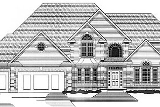 Exterior - Front Elevation for European House Plan #67-230 - 4 bed, 4 bath