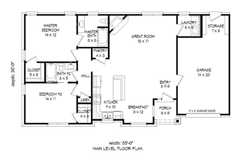 Dream House Plan - Floor Plan - Main Floor for Craftsman House Plan #932-201 - 2 bed, 2 bath