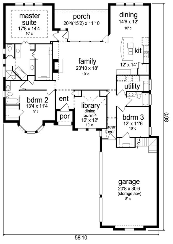 Home Plan - European Floor Plan - Main Floor Plan #84-581