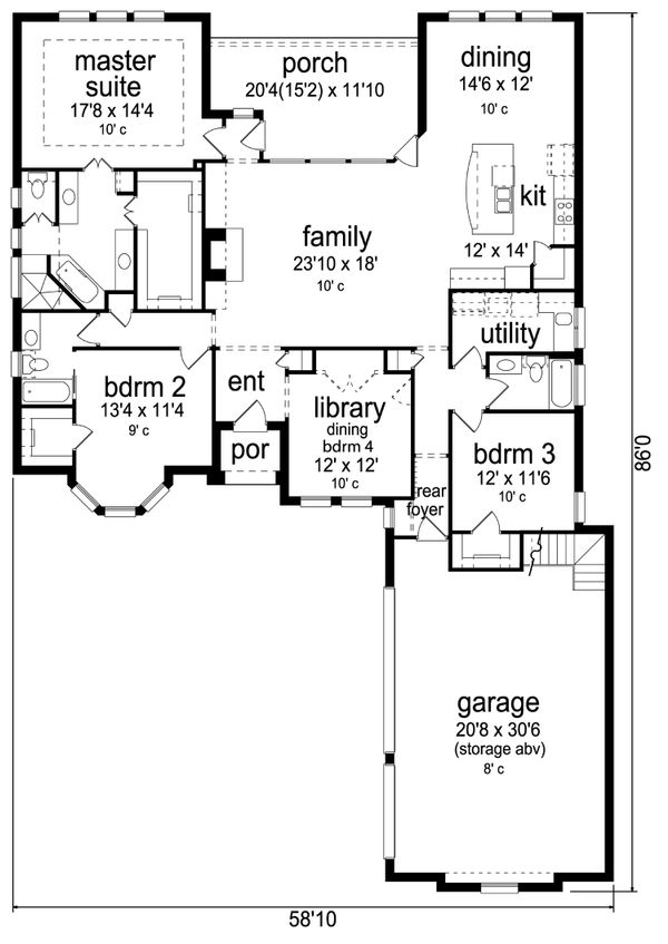 House Blueprint - European Floor Plan - Main Floor Plan #84-581