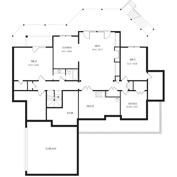 Traditional Floor Plan - Lower Floor Plan #71-134