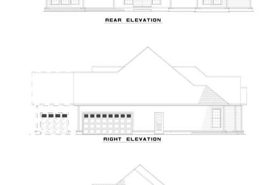 Exterior - Rear Elevation for Country House Plan #17-3003 - 4 bed, 2 bath