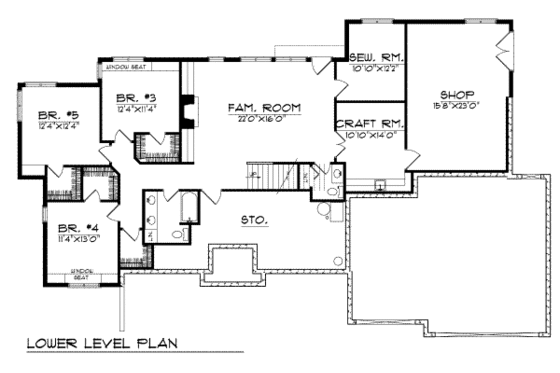 Floor Plan - Lower Floor for Mediterranean House Plan #70-414 - 5 bed, 2.5 bath