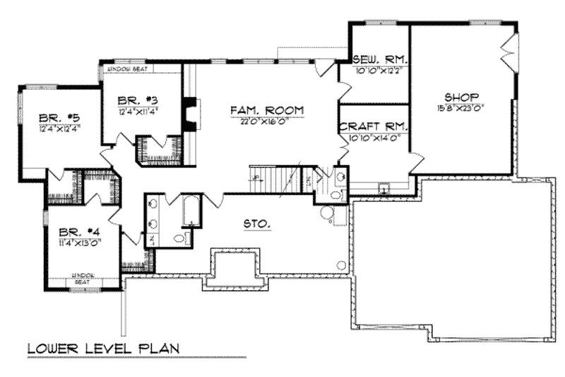 Home Plan - Floor Plan - Lower Floor for Mediterranean House Plan #70-414 - 5 bed, 2.5 bath