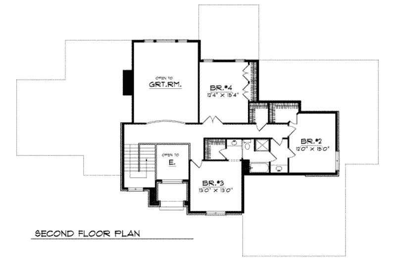 Home Plan - Floor Plan - Upper Floor for European House Plan #70-503 - 4 bed, 2.5 bath
