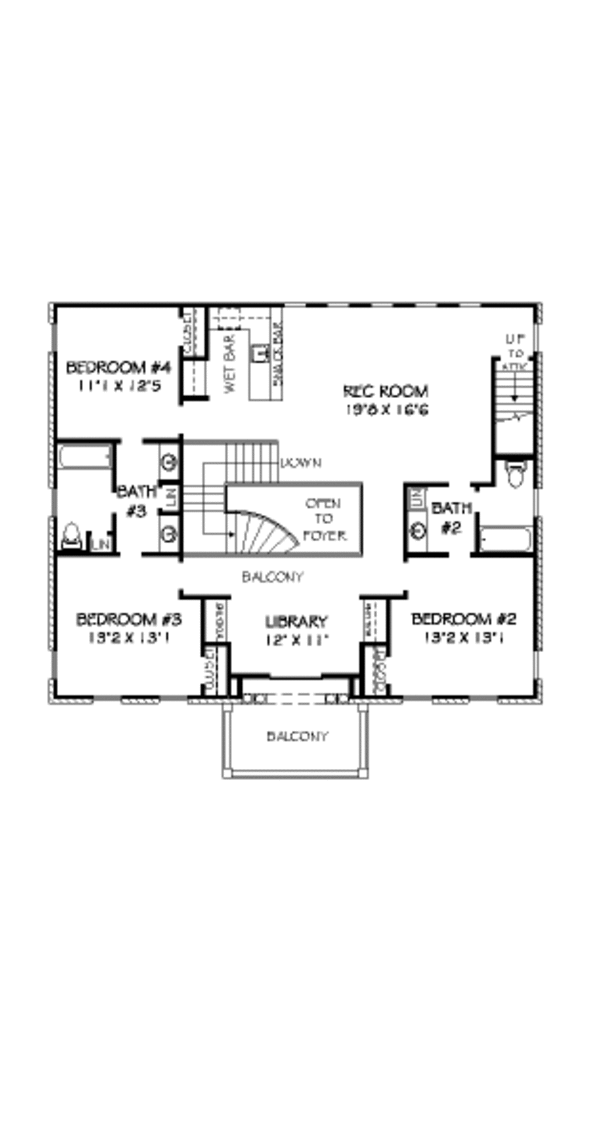 Traditional Floor Plan - Upper Floor Plan #424-294