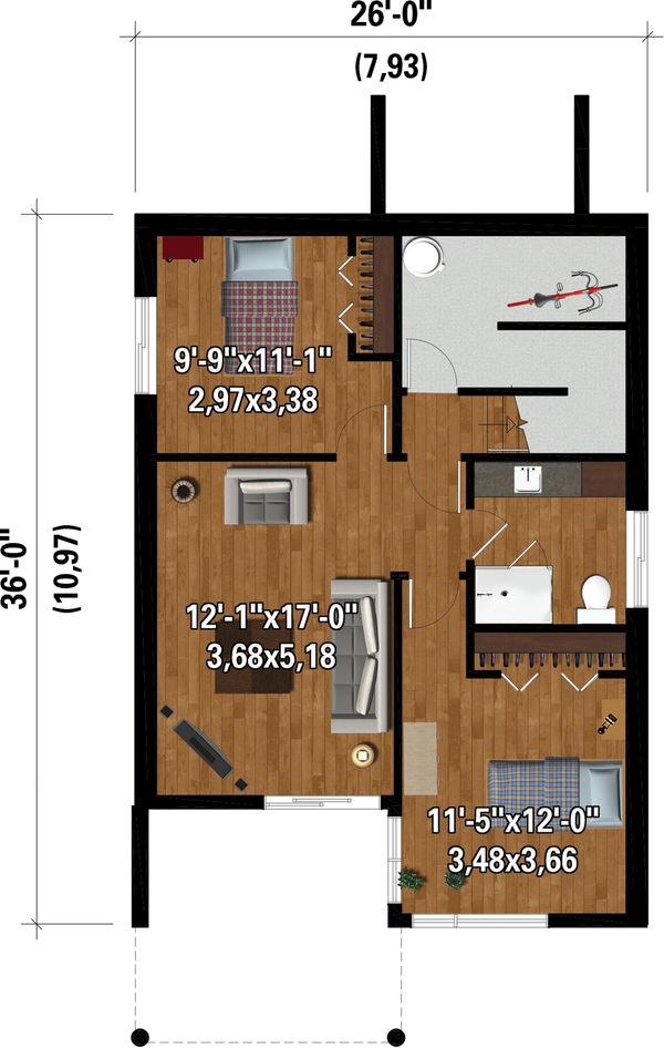 House Blueprint - Cottage Floor Plan - Lower Floor Plan #25-4925