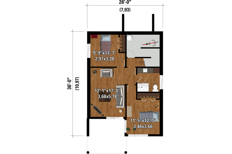 House Blueprint - Floor Plan - Lower Floor for Cottage House Plan #25-4925 - 5 bed, 3 bath