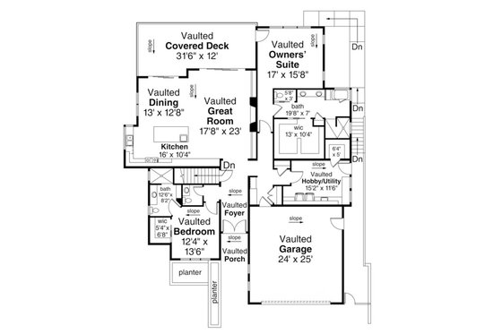 Floor Plan - Main Floor for Contemporary House Plan #124-1111 - 4 bed, 4.5 bath