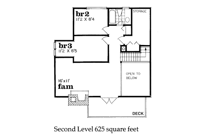 House Blueprint - Floor Plan - Upper Floor for Cottage House Plan #47-101 - 3 bed, 2 bath