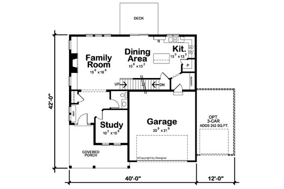 Floor Plan - Main Floor for Modern House Plan #20-2537 - 4 bed, 2.5 bath