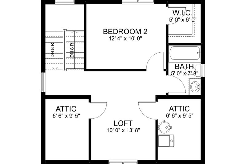 Architectural House Design - Floor Plan - Upper Floor for Bungalow House Plan #126-270 - 2 bed, 2 bath