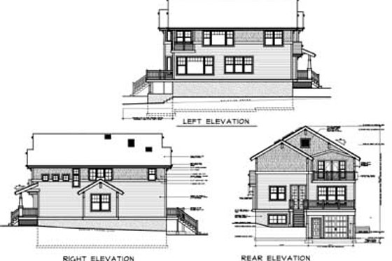 Exterior - Rear Elevation for Craftsman House Plan #100-408 - 5 bed, 2.5 bath
