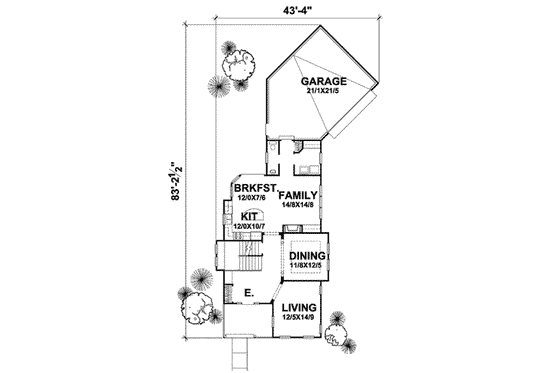 Floor Plan - Main Floor for Colonial House Plan #50-252 - 3 bed, 2.5 bath