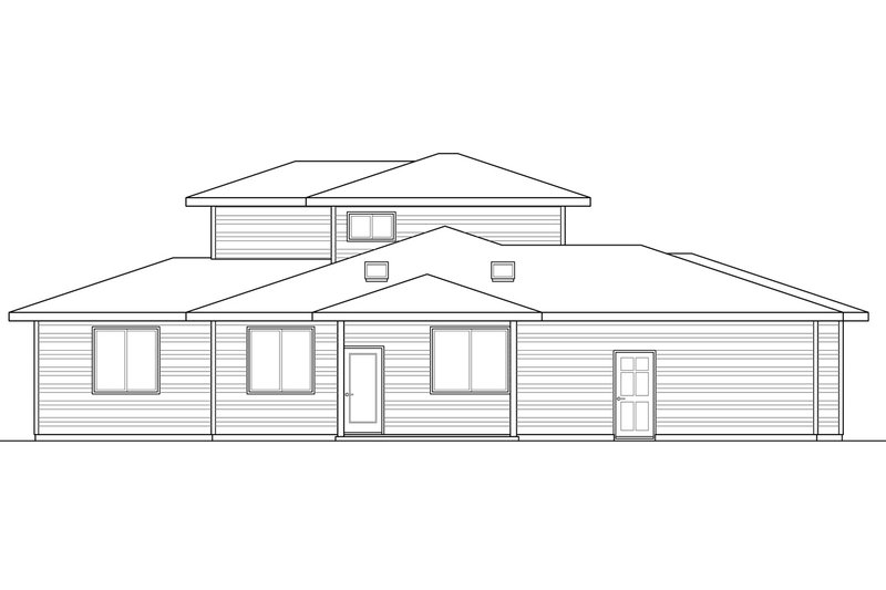House Blueprint - Exterior - Rear Elevation for Prairie House Plan #124-1035 - 3 bed, 2.5 bath