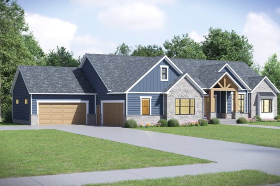 Exterior - Front Elevation 3 for Farmhouse House Plan #1089-45 - 3 bed, 2.5 bath