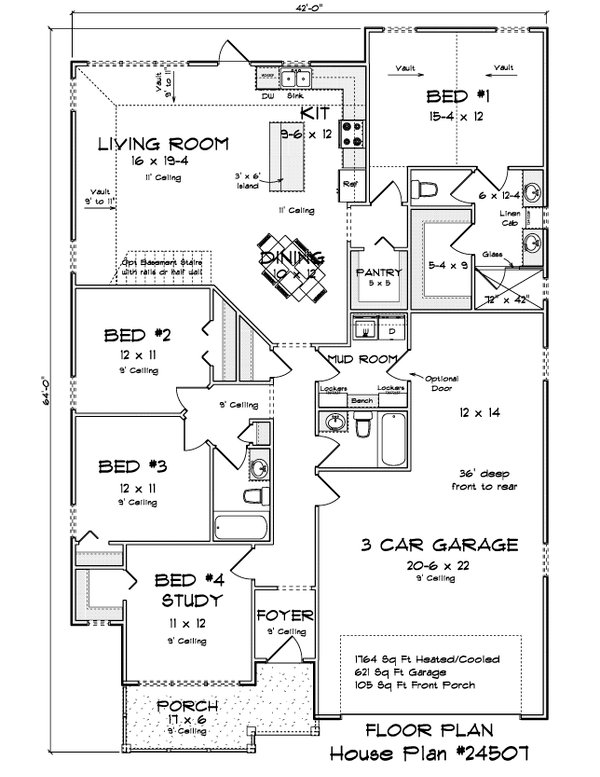 Cottage Floor Plan - Main Floor Plan #513-2300