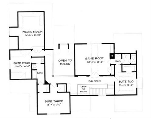 Architectural House Design - European Floor Plan - Upper Floor Plan #413-123