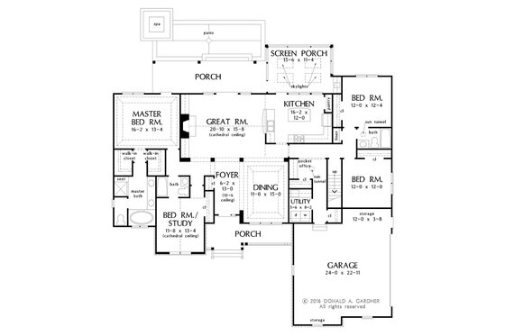 Floor Plan - Main Floor for European House Plan #929-1021 - 4 bed, 3 bath
