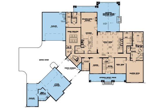 Floor Plan - Main Floor for Country House Plan #923-42 - 5 bed, 5.5 bath
