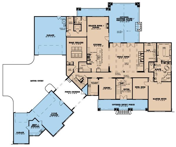 Architectural House Design - Country Floor Plan - Main Floor Plan #923-42