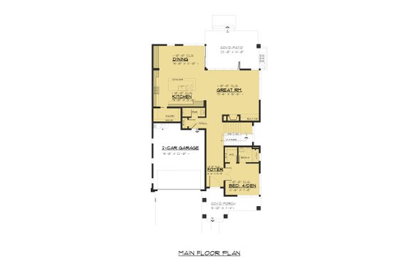 Floor Plan - Main Floor for Contemporary House Plan #1066-91 - 4 bed, 4.5 bath
