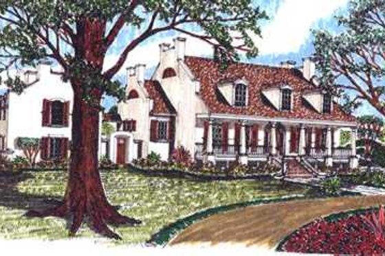 Exterior - Front Elevation for Mediterranean House Plan #76-111 - 3 bed, 2.5 bath