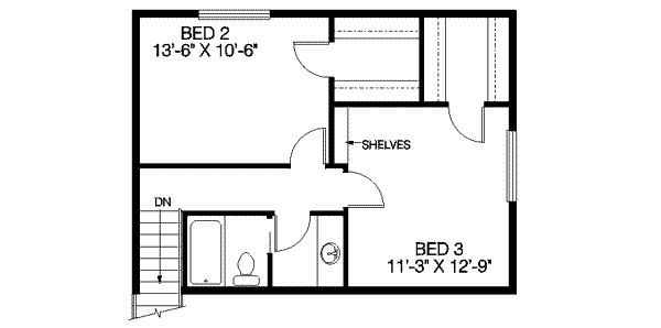 Home Plan - Traditional Floor Plan - Upper Floor Plan #60-121