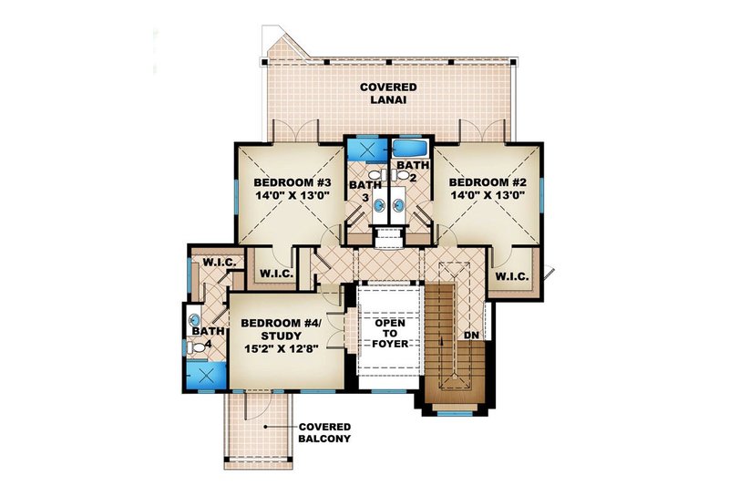 House Plan Design - Floor Plan - Upper Floor for Beach House Plan #27-484 - 4 bed, 4.5 bath