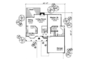 Floor Plan - Main Floor for Traditional House Plan #50-155 - 3 bed, 2.5 bath
