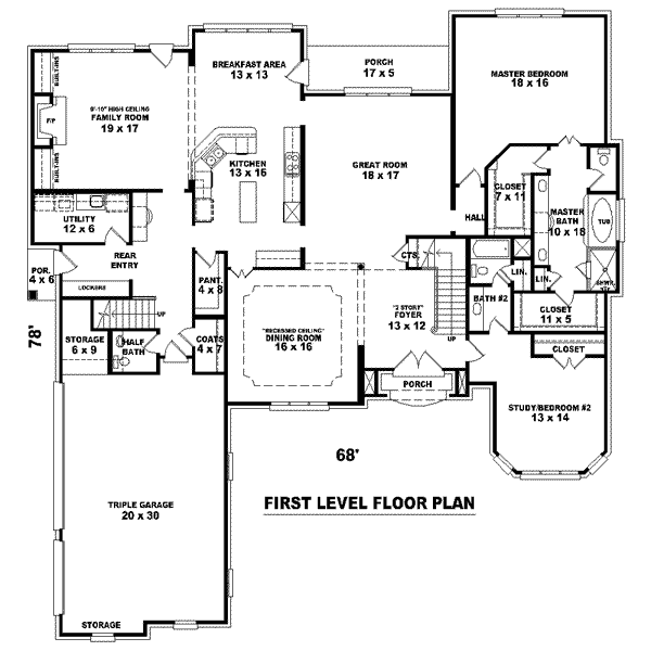 Colonial Floor Plan - Main Floor Plan #81-1633