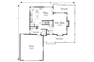 Floor Plan - Main Floor for Country House Plan #409-1112 - 3 bed, 2.5 bath