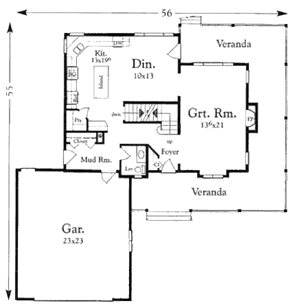 Country Floor Plan - Main Floor Plan #409-1112