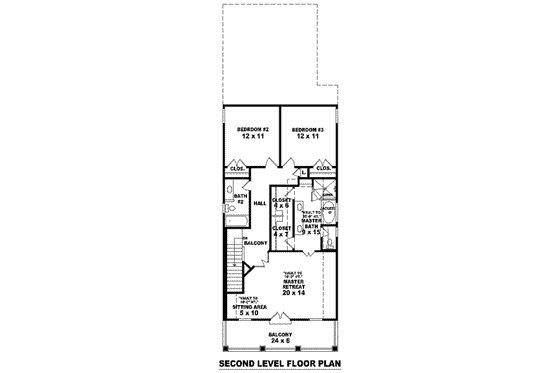 Floor Plan - Upper Floor for Southern House Plan #81-1372 - 3 bed, 2.5 bath