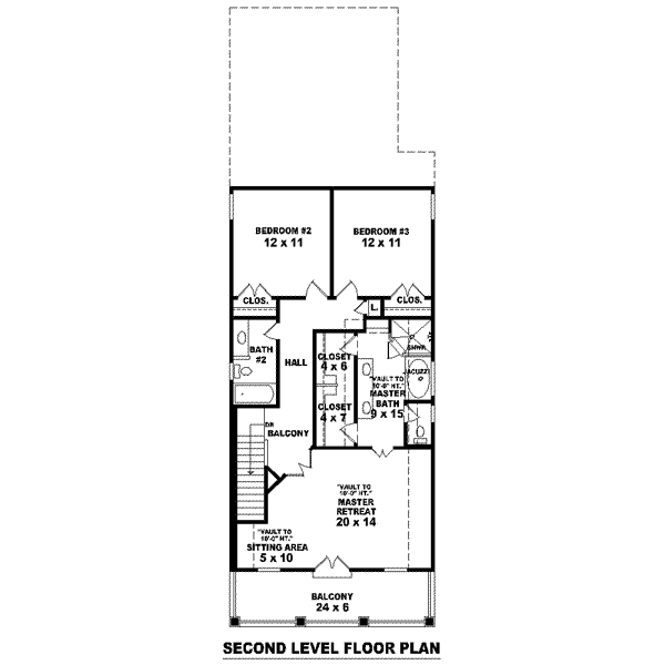 Floor Plan - Upper Floor for Southern House Plan #81-1372 - 3 bed, 2.5 bath
