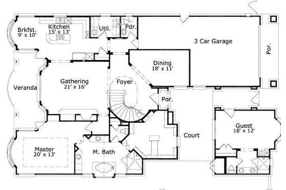 Floor Plan - Main Floor for European House Plan #411-886 - 5 bed, 4.5 bath