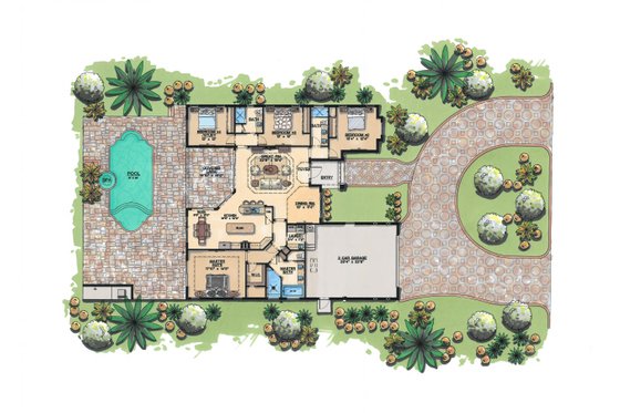 Floor Plan - Main Floor for Traditional House Plan #548-50 - 4 bed, 3 bath