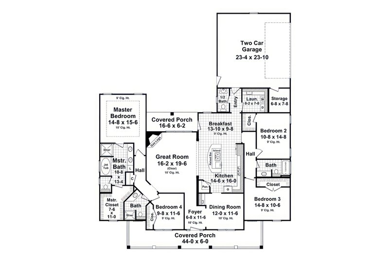 House Blueprint - Floor Plan - Main Floor for Country House Plan #21-638 - 4 bed, 3.5 bath