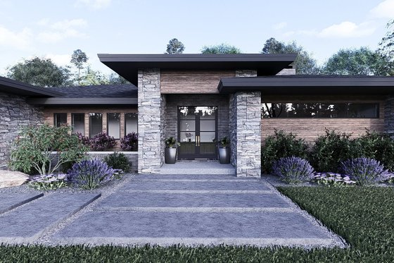 Exterior - Front Elevation 4 for Contemporary House Plan #1095-1 - 4 bed, 3.5 bath