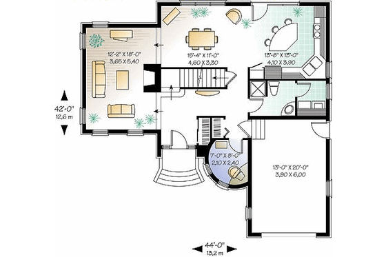 Floor Plan - Main Floor for European House Plan #23-2155 - 3 bed, 2 bath