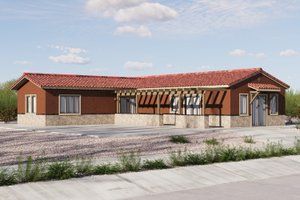 Exterior - Front Elevation 3 for Adobe / Southwestern House Plan #1106-105 - 3 bed, 2 bath