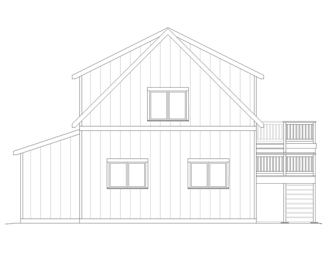 Exterior - Rear Elevation for Farmhouse House Plan #1105-21 - 1 bed, 1 bath