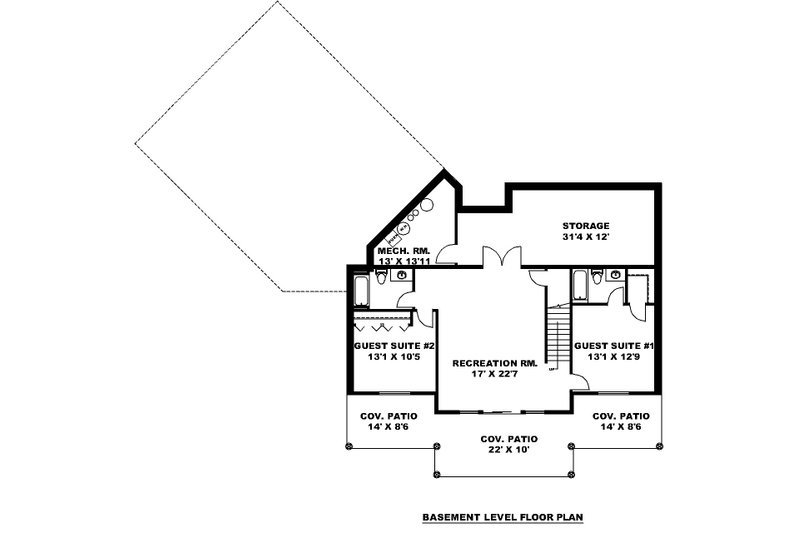Dream House Plan - Floor Plan - Lower Floor for Craftsman House Plan #117-1044 - 4 bed, 3.5 bath