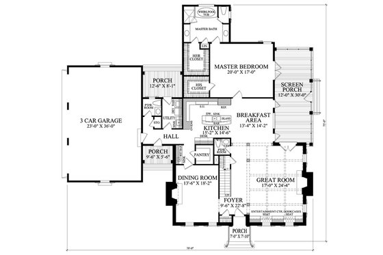 Floor Plan - Main Floor for Colonial House Plan #137-258 - 4 bed, 4.5 bath