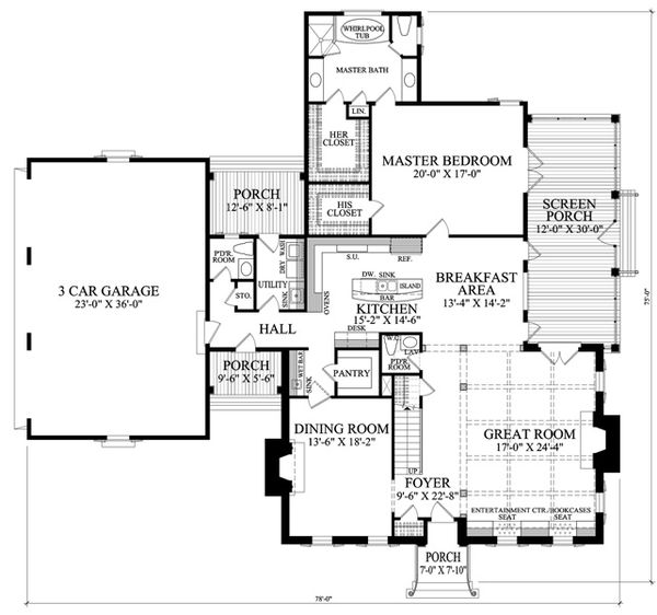 Architectural House Design - Colonial Floor Plan - Main Floor Plan #137-258