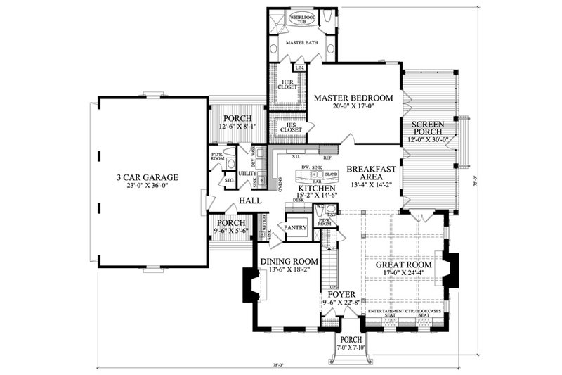 Home Plan - Floor Plan - Main Floor for Colonial House Plan #137-258 - 4 bed, 4.5 bath